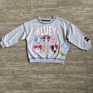 BLUEY TODDLERS NEW HEATHER GRAY 60% COTTON/40% POLYESTER GRAPHIC T-SHIRT SIZE 4T